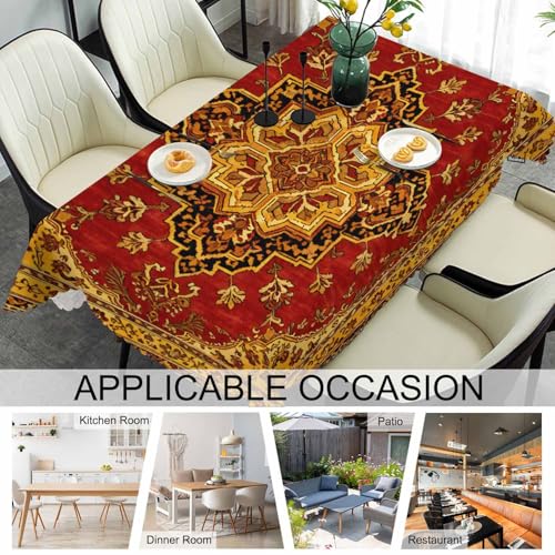 Rectangular Rug Tablecloth 52x70 Inch Bohemian Geometric Dining Cover - Red