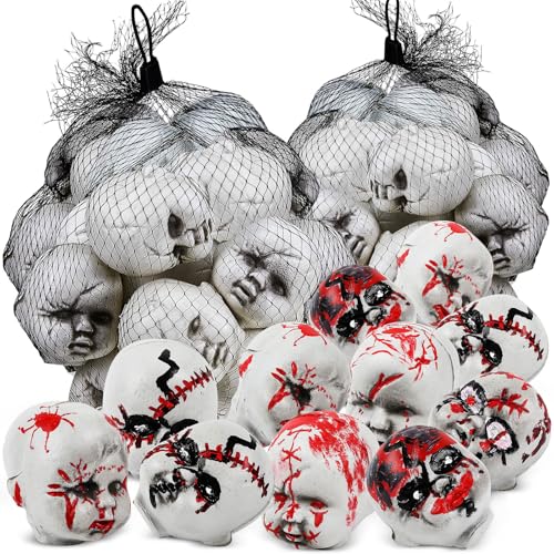 Halloween Baby Doll Heads 48 Pcs Bloody Scary Plastic Props - Classic Variation