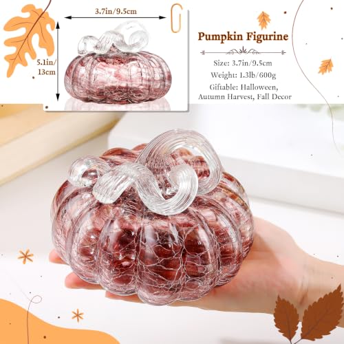 Purple Glass Pumpkin Decor - Hand-Blown Autumn Harvest Halloween Gifts