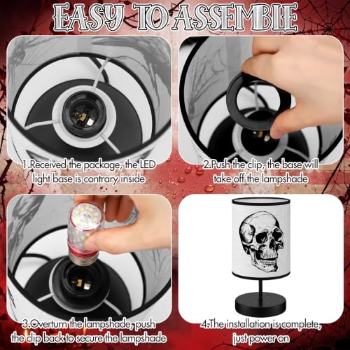 Halloween Gothic Table Lamp with Spooky Patterns - 11x5 Inches, Dimmable Night Light Decor