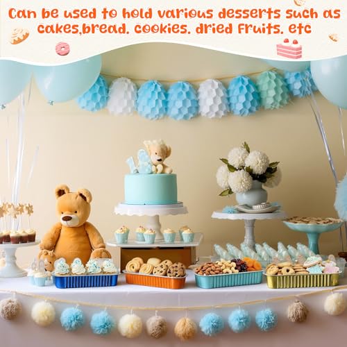 Mini Loaf Pans with Lids & Spoons - 6.8oz Blue & Orange Baking Tins Set