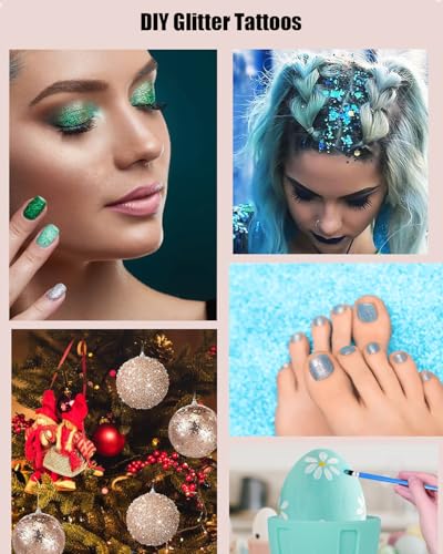 Kids Glitter Tattoo Kit with 48 Colors, Stencils, Diamonds & Glue