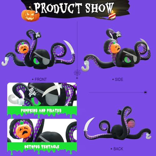 13Ft Halloween Inflatable Giant Octopus Black Sticky Pumpkin LED Light - Outdoor Yard Decor - Variation of THIS Listing