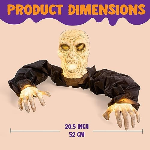 Halloween Zombie Groundbreaker Decoration - Lighted Outdoor Yard Prop, Creepy 20.5 Inch Spooky Scene Set