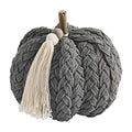 Gray Braided Rope Pumpkin Decor with Wooden Stem - Fall Home Accent