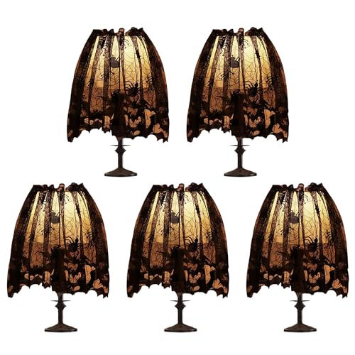 Halloween Lamp Shade Cover Set - Black Spider Web Decorations, 5 Pieces, Large 20x60 Inches - Indoor Outdoor Haunted House Decor - Variation 5