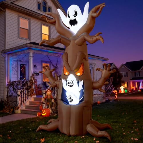 7 Ft Halloween Inflatable Tree with Ghost & Built-in LEDs Outdoor Yard Decor