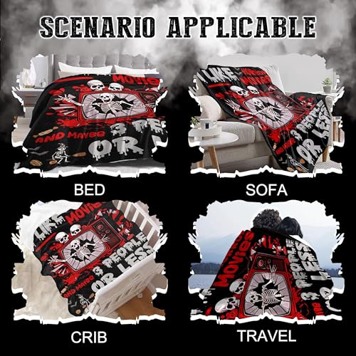 I Like Horror Movies Throw Blanket for Kids - 50x40 Small Halloween Gift