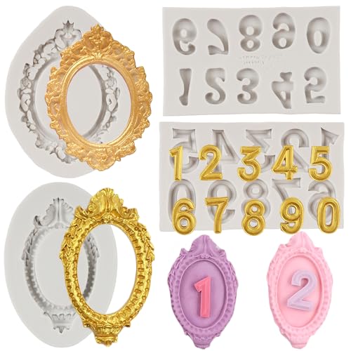Number Silicone Mold Photo Frame Fondant Molds Set of 4 - Cake Decorating