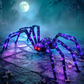 Giant Outdoor Halloween Spider Decoration 4.3ft Lighted Black Spider with 6 Modes & 100 LED Lights