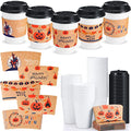 Halloween Disposable Coffee Cups Set with Lids and Sleeves - 50 Pack, Retro Pattern Variation of THIS Listing