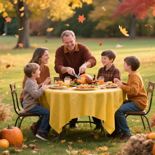 Fall Plastic Tablecloth 12 Pack - Autumn Colors Waterproof Round Table Cover - Fall-9