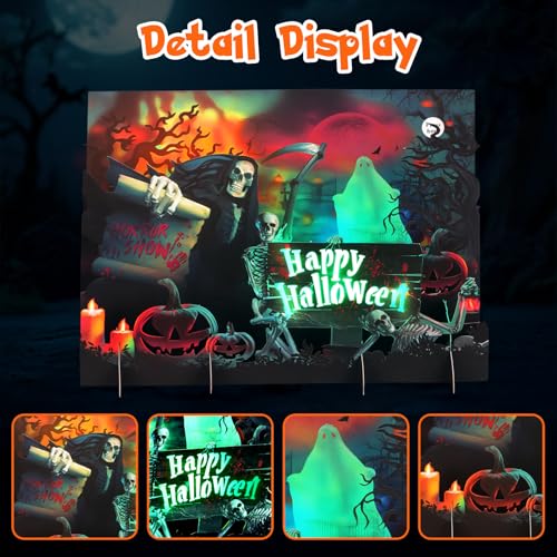 Halloween Card Skull 3D Popup Light Music Halloween Greeting Card - Spooky Scene