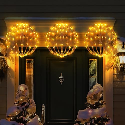 16 Inch Christmas Light Balls - Warm White, 3 Pack Outdoor Decorations
