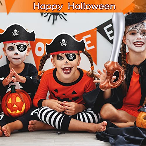 Pirate Party Set 48 Pcs - Hats, Eye Patches & Inflatable Swords for Kids - Variation of 48pcs Pirate Hat Set
