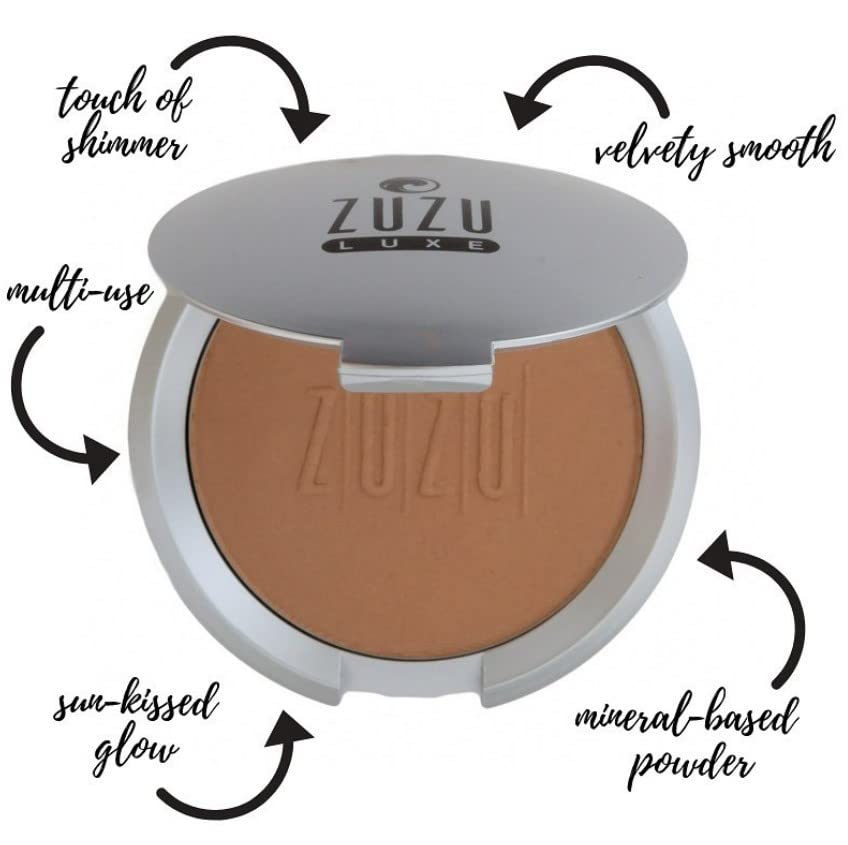 ZUZU LUXE Mineral Bronzer- Natural Ingredients, Refillable Compact, & Shimmer Finish, 0.32 oz