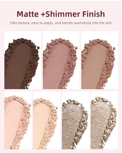 7 Color Eyeshadow Palette - Nude Pink Beige Brown Matte to Glitter - Variation 01
