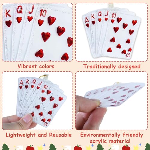 12Pcs Poker Card & Chip Christmas Ornaments - Holiday Casino Decor