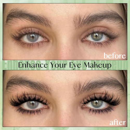 B-Wispy with Bottom Lashes Eyelash Clusters Set - Natural D-Curl 10-16mm, Reusable DIY Eyelash Extensions