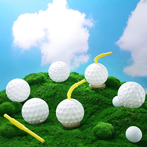 12 Pieces Golf Ball-Shaped Cups with Lids & Straws - 14 oz Party Drinkware - Variation of 12