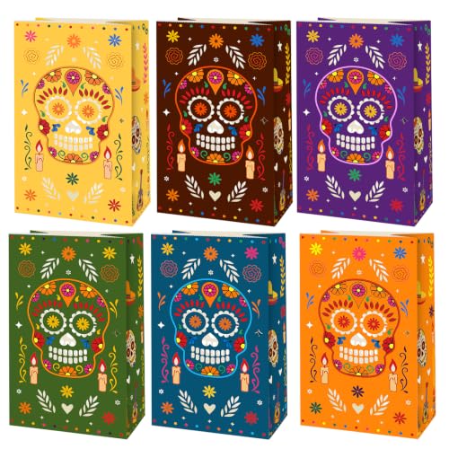 30 Pack Day of the Dead Luminary Bags with Sugar Skull Designs - Fiesta Party Decor