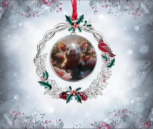 Cute Pig Christmas Ornament - Festive Glass Holiday Decor for Tree & Wreath