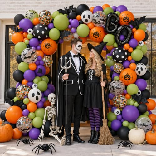 Halloween Balloon Arch Garland Kit - Purple Green Orange Variation