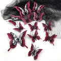 Halloween Butterfly Wall Stickers Set - 24 Removable 3D Decals in Red & Black