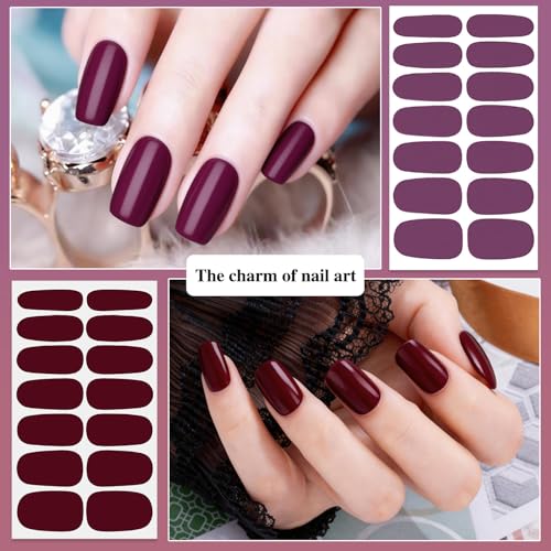 Dark Solid Color Glitter Nail Polish Strips - 24 Sheets with Bonus File & Cuticle Stick - Variation of Glitter & Solid Color-03