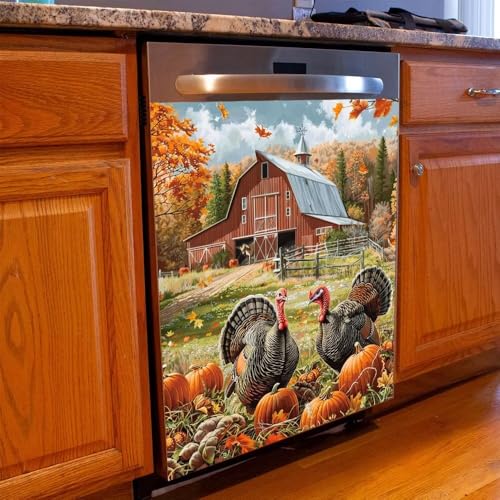 Magnetic Dishwasher Front Cover Sticker - Turkey Pattern, 23 x 26 Inches - Variation 2