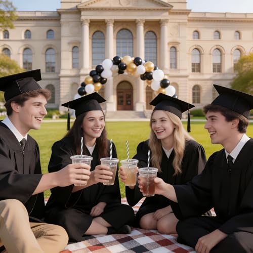 Reusable Black and White Striped Drinking Straws - Pack of 50 for Parties & Events