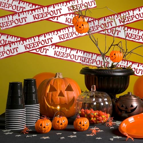 Halloween Caution Tape Keep Out Dripping Blood - 30 Ft Spooky Barrier Decor