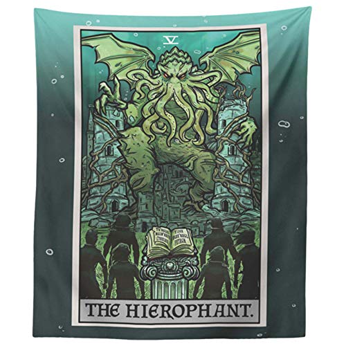 The Hierophant Tarot Card Tapestry - Cthulhu Horror Wall Hanging - Multicolor 80x68 Inches