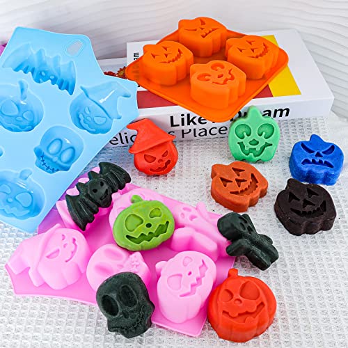Halloween Silicone Mold 5-Piece Cake and Candy Molds with Ghost Bat Witch Hat