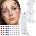 9 Sheets Patriotic Freckles Face Tattoos & Gem Stickers Set - StyleC-9 Pcs