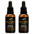 Woody's Tattoo & Beard Oil for Men - Hydrating & Conditioning Mens Beard Oi for Mustache Facial Hair & Tattoo Enhancement, 1 fl oz, 2 Pack