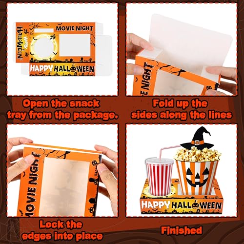 36-Pack Halloween Snack Trays with Drink Holders for Movie Night & Parties