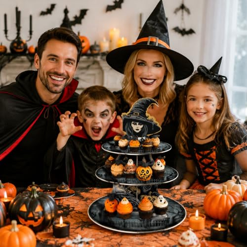 Halloween 3-Tier Cupcake Stand - Witch Theme Cardboard Dessert Display