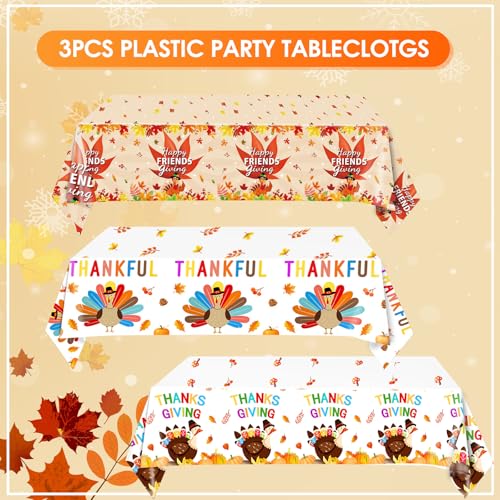 Thanksgiving Tablecloth 3 Pack 54x108 Inches Fall Plastic Disposable Table Covers - Thanksgiving Party Decorations - Thanksgiving Tablecloth Variation of THIS listing