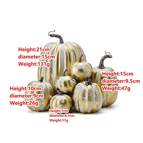Artificial Pumpkins Decor Set - White Gold, 7 Pieces Fall Halloween Thanksgiving