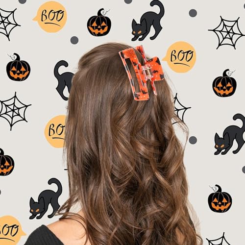 Halloween Hair Clips Set - Spooky Pumpkin Ghost Bat Designs for Women & Girls
