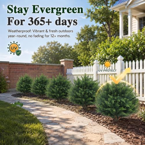 Artificial Topiary Trees Outdoor Indoor Faux Bushes Set of 2 22in Pine Green