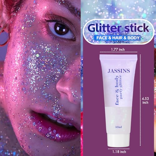 Black & White Body Glitter Gel - 2PCS Halloween Face & Body Makeup Glitter