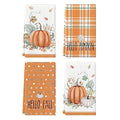 Orange Pumpkin Fall Kitchen Towels Set of 4 18x26 Inches - Soft & Absorbent