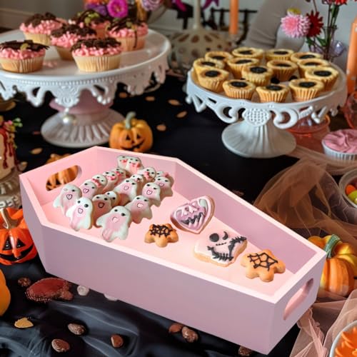 Pink Halloween Coffin Charcuterie Board Tray - Gothic Girly Decor 14.2"
