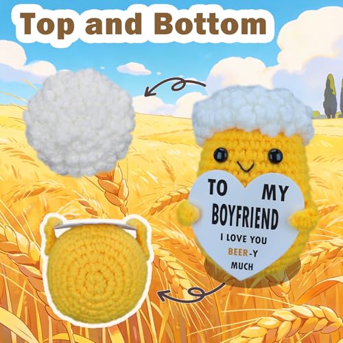 Boyfriend Easter Gift - Handmade Crochet Beer Ornament with Heart Message