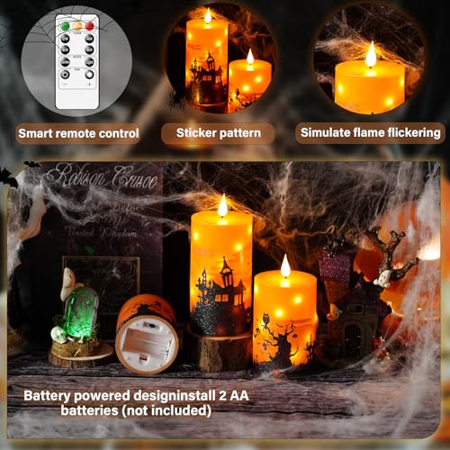 Flameless Candles with Remote Control & Star String - 3 Pack Orange