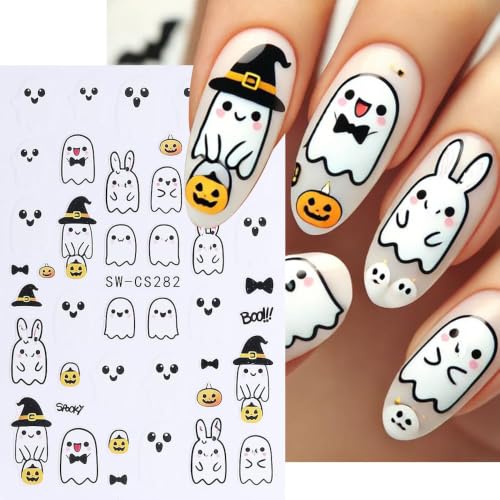Halloween Nail Stickers Set - 9 Sheets Ghost Spider Web Bats - Halloween 9swcs