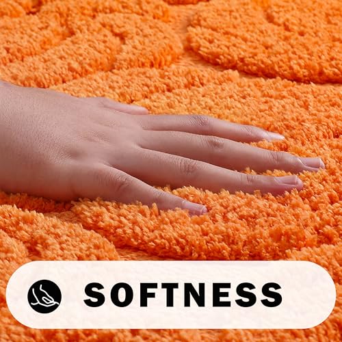 Fall Pumpkin Bath Mat 20x32 Inches - Harvest Orange Bathroom Rug with Anti-Slip Backing, Rectangular