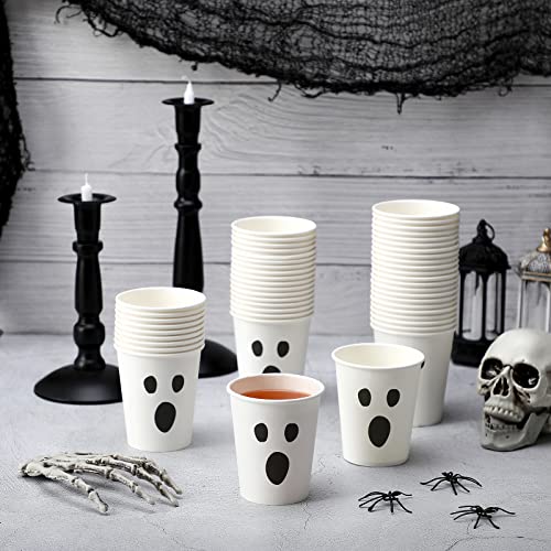Halloween Ghost Paper Cups 50 Pack - 9 oz Disposable Party Cups